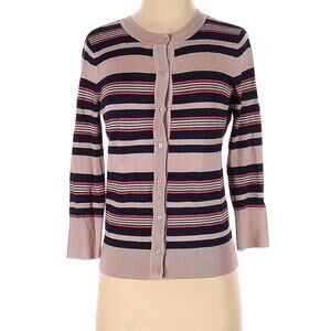 Halogen Cardigan Size X-Small Women Pink Brown Striped Button Down Red Black XS